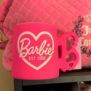 Barbie Vivid Pink ceramic Mug with Artistic Handle 21 oz
